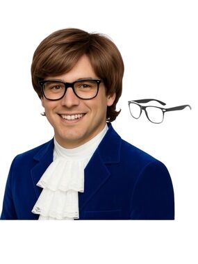 NWT Austin Power Inspired Shaggy 1960s Style Wig & Glasses